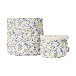 Garbo&Friends Fijne satijnen gewatteerde mand 2-delig Ø20x20 cm + Ø30x30 cm