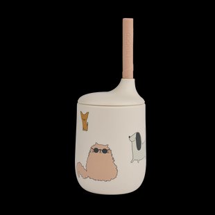 Liewood Ellis printed sippy cup tuitbeker met rietje 23 cl Cats and Dogs-Sandy