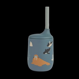 Liewood Ellis printed sippy cup tuitbeker met rietje 23 cl Arctic Sea-Ocean view