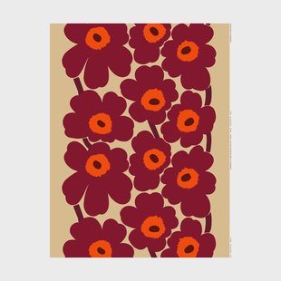 Marimekko Unikko tafelzeil Vanilla-wijnrood-rood