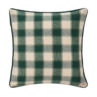 Lexington Wrapped checked eko. flanel kussensloop 50x50 cm Light beige-green
