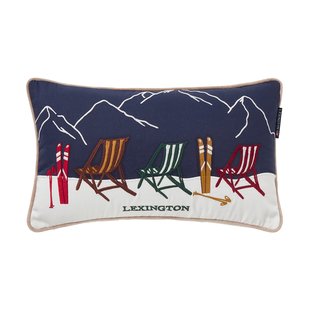 Lexington Ski resort ecologische katoen twill kussen 30x50 cm White-Dark blue