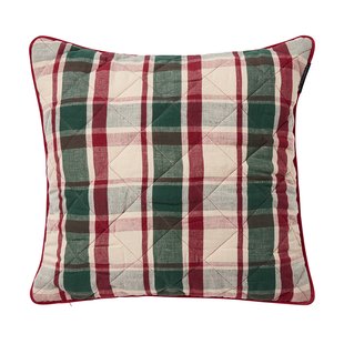 Lexington Checked quilted linnen/katoenen kussenhoes 50x50 cm Green-red-beige