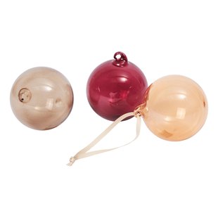 Ferm Living Glazen Roodtballen Set Van 3 Rood/wit