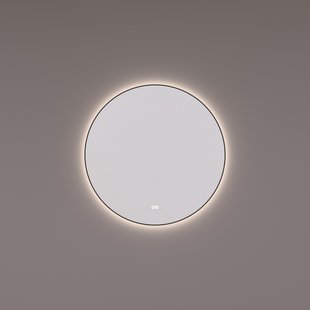 Spiegel Hipp Design SPV 13500 Rond 100x100 cm Met Frame Mat Zwart Met Verlichting Incl. Spiegelverwarming