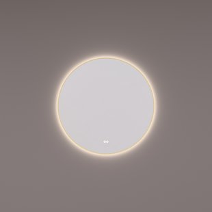 Spiegel Hipp Design SPV 13500 Rond 100x100 cm Met Frame Messing PVD Met Verlichting Incl. Spiegelverwarming