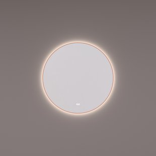 Spiegel Hipp Design SPV 13500 Rond 80x80 cm Met Frame Koper PVD Met Verlichting Incl. Spiegelverwarming