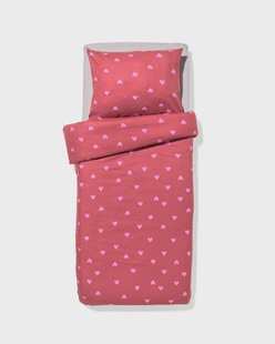 HEMA Kinderdekbedovertrek 140x200cm flanel hartjes (rood)