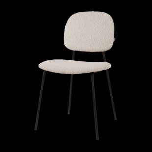 Jasmijn eetkamerstoel bouclé beige - zwart onderstel