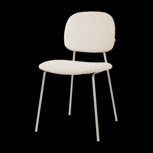 Jasmijn eetkamerstoel bouclé beige - grijsbeige onderstel