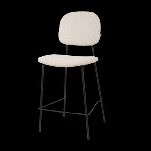 Jasmijn barkruk bouclé beige - zwart onderstel - 65 cm