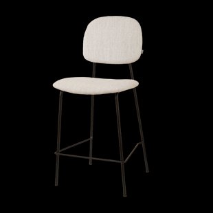 Jasmijn barkruk beige melange - zwart onderstel - 65 cm