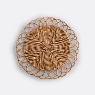 Set van 4 placemats in rotan, bloem vorm Doga