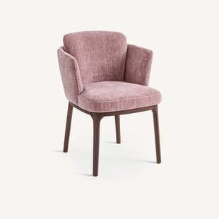 Tafelstoel met poten van notenhout en fluweel, Jabote