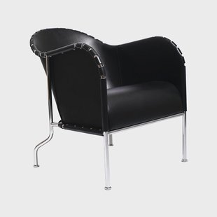 Källemo Bruno fauteuil Kernleer zwart-chroom
