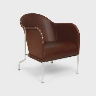 Källemo Bruno fauteuil Kernleder bruin-vintage-chroomframe
