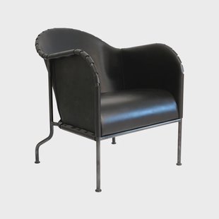 Källemo Bruno fauteuil Kernleder zwart-zwartgeoxideerd stalen frame