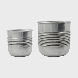 House Doctor Groove pot aluminium 2 delen Antiek zilverfinish