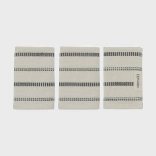 Meraki True washandje 3 stuks Off-White-zwart