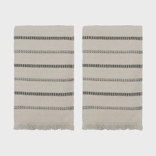 Meraki True handdoek 2 delen Off-White-zwart, 50x100 cm