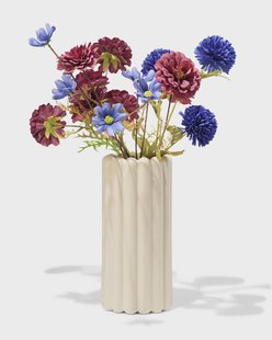 HEMA Vaas 28cm keramiek ribbel wit (wit)