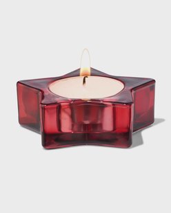 HEMA Theelichthouder 7.2x2.4x7.2cm glas ster rood