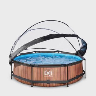 Exit Toys EXIT Wood zwembad met filterpomp en overkapping