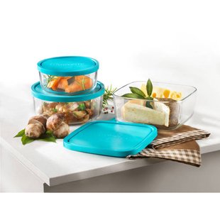 Bormioli Rocco Frigoverre Vershoudbakjes Frigoverre - Glas - Blauw 5-Delig