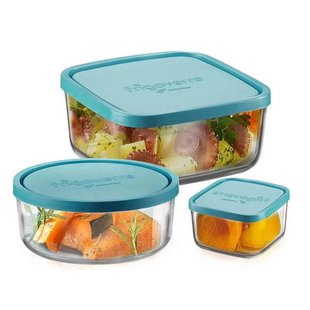 Bormioli Rocco Frigoverre Vershoudbakjes Frigoverre - Glas - Blauw - 3 stuks