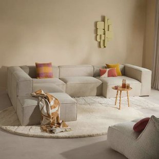 NOUS Living hoekbank Igor (links) met hocker Igor