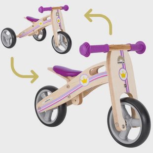 BikeStar mini loopfiets 2 in 1, hout, lila