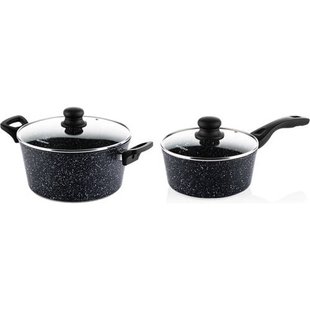 Westinghouse Pannenset Black Marble (Braadpan ø 24 cm + Steelpan ø 18 cm) - Inductie en alle andere warmtebronnen