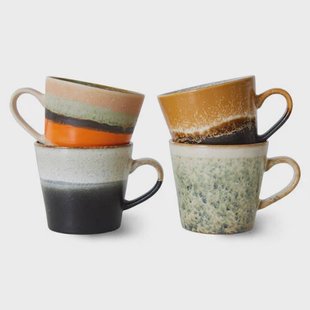HKLIVING cappuccinomok 70s (Ø9,5 cm) (300 ml) (set van 4)