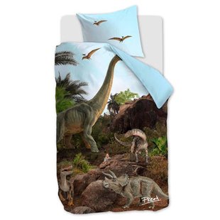 Beddinghouse kids katoenen dekbedovertrek dino 1 persoons (140x200 cm)