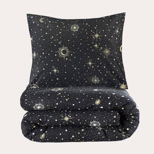 NOUS Living katoenen dekbedovertrek 1-persoons zwart (140x220 cm)