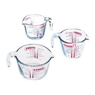Pyrex Maatbeker Set Classic Prepware (250 ml, 500 ml & 1 liter) - 3-Delig