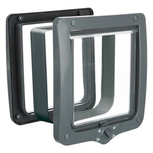 Trixie kattenluik XL 4-wegs met tunnel Grijs 28X24 cm