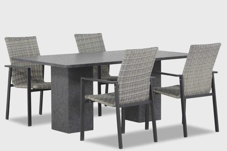 Lifestyle Upton/Graniet 180 cm dining tuinset 5-delig stapelbaar