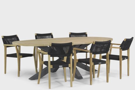 Lifestyle Dallas/Brookline 240 cm ovaal dining tuinset 7-delig