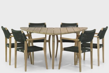 Lifestyle Dallas/Julia 155 cm triangel dining tuinset 7-delig