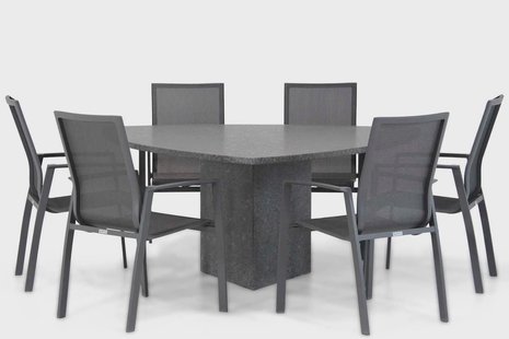 Lifestyle Ultimate/Graniet 170 cm triangel dining tuinset 7-delig