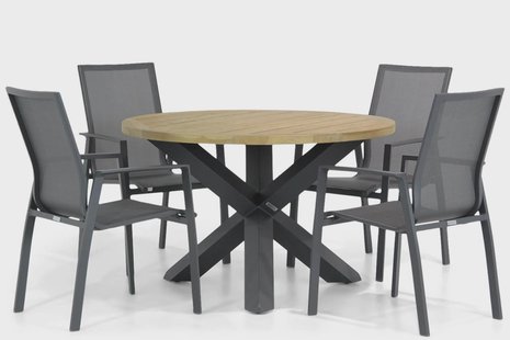 Lifestyle Ultimate/Rockville 120 cm rond dining tuinset 5-delig