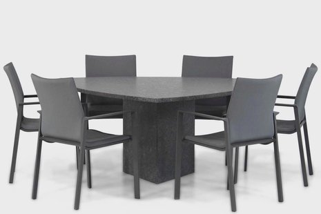 Lifestyle Rome/Graniet 170 cm triangel dining tuinset 7-delig