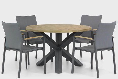 Lifestyle Brandon/Rockville 120 cm rond dining tuinset 5-delig