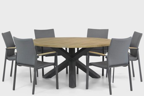 Lifestyle Brandon/Rockville 160 cm rond dining tuinset 7-delig