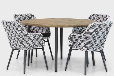 Lifestyle Crossway/Montana 130 cm rond dining tuinset 5-delig