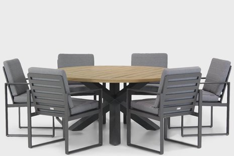 Santika Zaga/Rockville 160 cm dining tuinset 7-delig