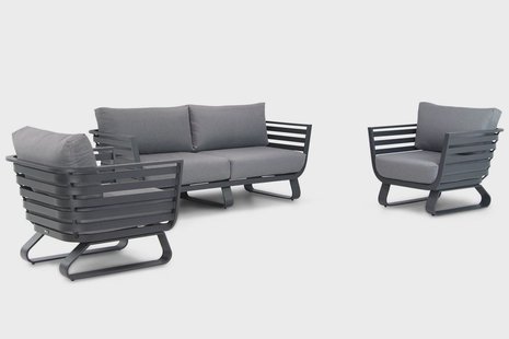 Santika Sovita stoel-bank loungeset 3-delig antraciet