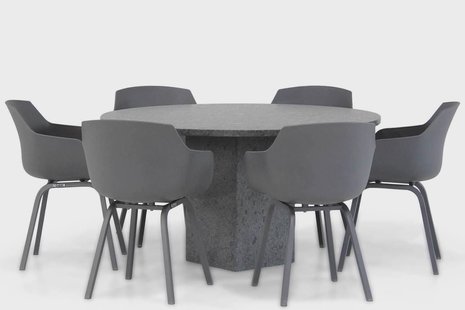 Lifestyle Salina/Graniet rond 140 cm dining tuinset 7-delig