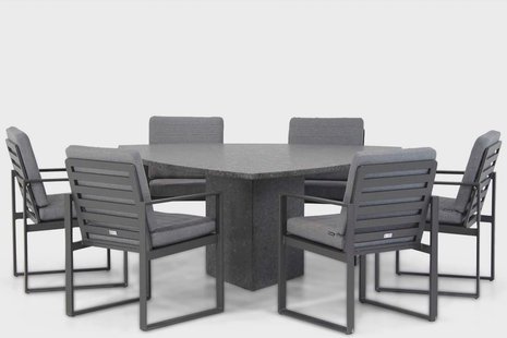 Santika Zaga/Graniet triangel 170 cm dining tuinset 7-delig